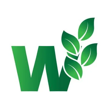 Leaf letter W Illustrazione stock