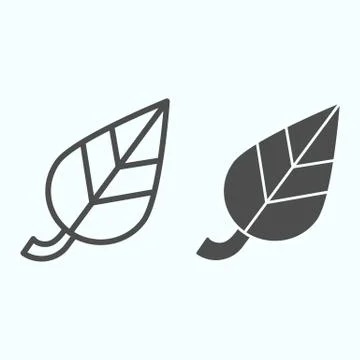 Leaf line and solid icon. Simple single item of tree plant leaves. Autumn season Illustrazione stock