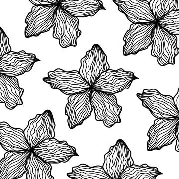 Leaf Line Art Pattern Background Vector Stock Illustration