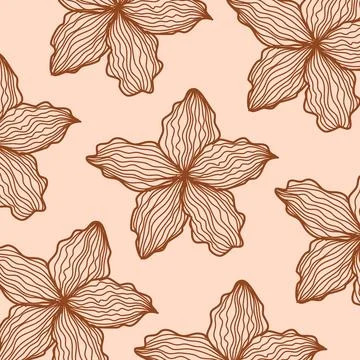 Leaf Line Art Pattern Background Vector イラスト素材