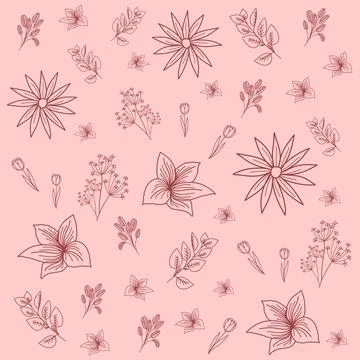 Leaf Line Art Pattern Background Vector Illustrazione stock