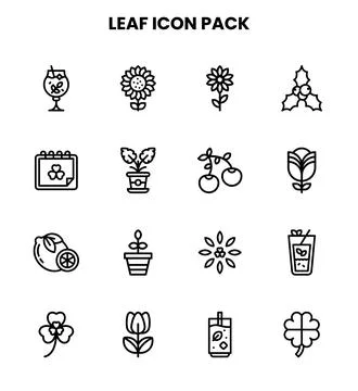 Leaf Line Bundle Icons Pack Stock Illustration