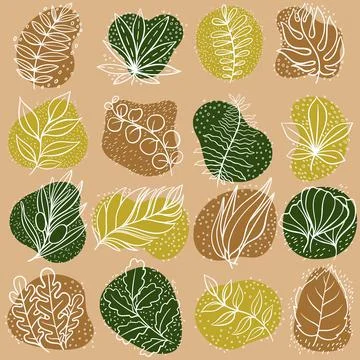 Leaf line icon set, leaves - plant elements, icons Stock Illustration