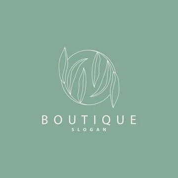 Leaf Line Logo, Beautiful Hand Drawn Design, Botanical Minimalist Vector, S.. Stock Illustration