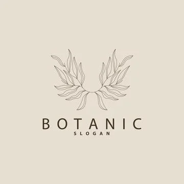 Leaf Line Logo, Beautiful Hand Drawn Design, Botanical Minimalist Vector, S.. Stock Illustration