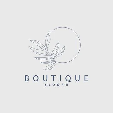 Leaf Line Logo, Beautiful Hand Drawn Design, Botanical Minimalist Vector, S.. Stock Illustration