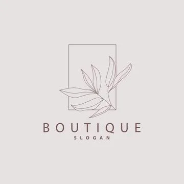 Leaf Line Logo, Beautiful Hand Drawn Design, Botanical Minimalist Vector, S.. Stock Illustration