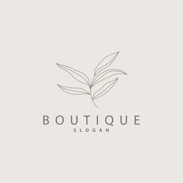 Leaf Line Logo, Beautiful Hand Drawn Design, Botanical Minimalist Vector, S.. Stock Illustration