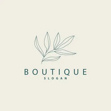 Leaf Line Logo, Beautiful Hand Drawn Design, Botanical Minimalist Vector, S.. Stock Illustration