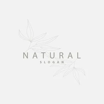 Leaf Line Logo, Beautiful Hand Drawn Design, Botanical Minimalist Vector, S.. Stock Illustration