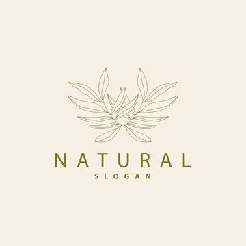 Leaf Line Logo, Beautiful Hand Drawn Design, Botanical Minimalist Vector, S.. Stock Illustration