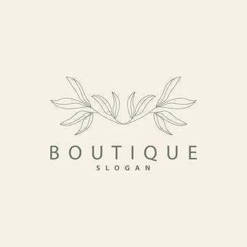 Leaf Line Logo, Beautiful Hand Drawn Design, Botanical Minimalist Vector, S.. Stock Illustration