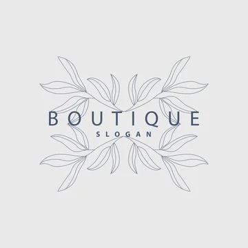 Leaf Line Logo, Beautiful Hand Drawn Design, Botanical Minimalist Vector, S.. Stock Illustration
