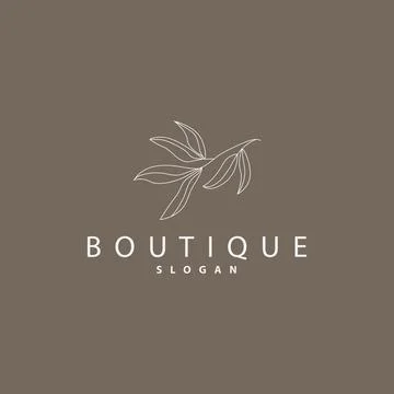 Leaf Line Logo, Beautiful Hand Drawn Design, Botanical Minimalist Vector, S.. Stock Illustration