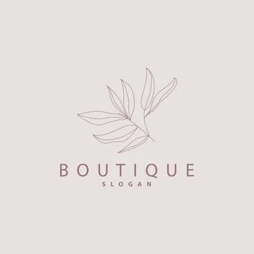 Leaf Line Logo, Beautiful Hand Drawn Design, Botanical Minimalist Vector, S.. Stock Illustration