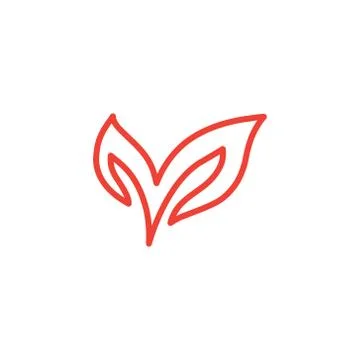 Leaf Line Red Icon On White Background. Red Flat Style Vector Illustration. Stock Illustration