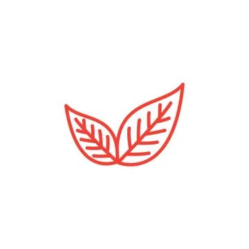 Leaf Line Red Icon On White Background. Red Flat Style Vector Illustration. Illustrazione stock