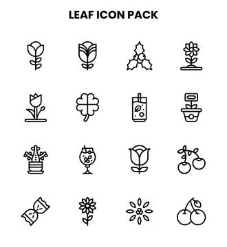 Leaf Line Set Icons Pack Stock Illustration