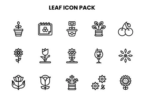 Leaf Line Set Icons Pack Ilustração Stock