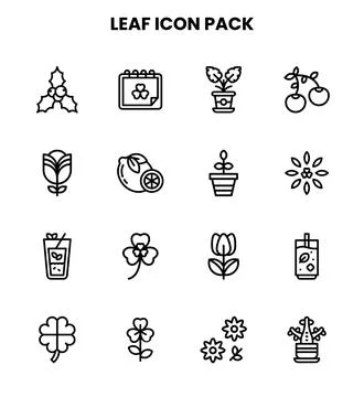 Leaf Line Set Icons Pack Stock Illustration
