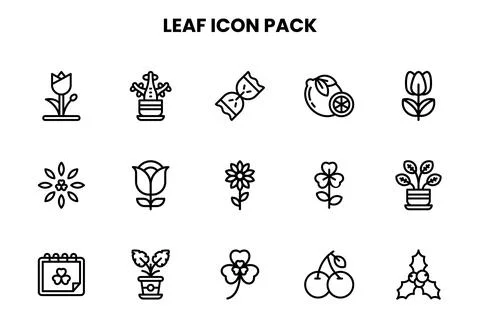 Leaf Line Vector Icons Pack イラスト素材