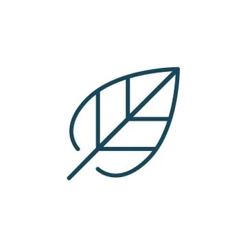 Leaf linear outline icon or logo, vector illustration isolated on white backg Illustrazione stock