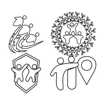 Leaf location star Commitment Teamwork Together Outline Logo Stock Illustration