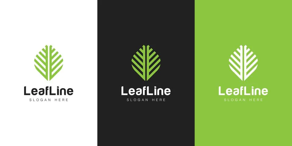 Leaf logo abstract linear style Stock Illustration