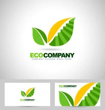 Leaf Logo and stairs concept Stock Illustration