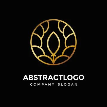 Leaf Logo in a circle linear style template design for beauty spa and health Stock Illustration