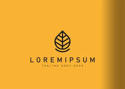 Leaf logo design. Icon vector illustration of a drop of water which is also s Stock Illustration