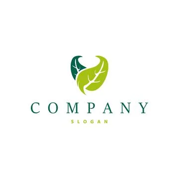 Leaf logo design template simple silhouette illustration plant leaf vector .. Stock Illustration