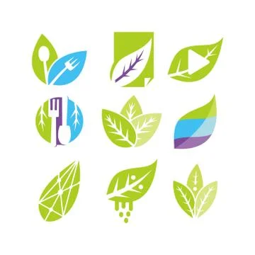 Leaf Logo Design Vector Template Set Stock-Illustration