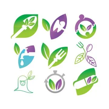 Leaf Logo Design Vector Template Set Stock-Illustration