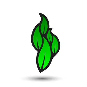 Leaf logo in Fire shape Template graphic Design Vector Stock Illustration