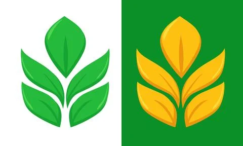 Leaf logo icon collection with green and yellow nature emblem designs Illustrazione stock