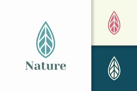 Leaf logo in simple and clean shape for health and beauty Stock Illustration