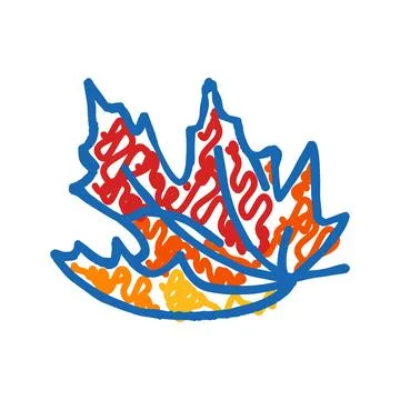 Leaf maple autumn icon doodle illustration Stock Illustration