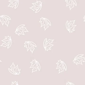 Leaf maple autumn line seamless pattern Stock Illustration