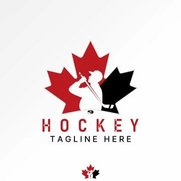 Leaf maple daddy man ice hockey stick flag canadian league player supporter Stock Illustration