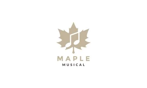 Leaf maple with music logo vector symbol icon design graphic illustration 库存插图