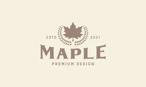 Leaf maple vintage style logo vector symbol icon design graphic illustration Illustrazione stock