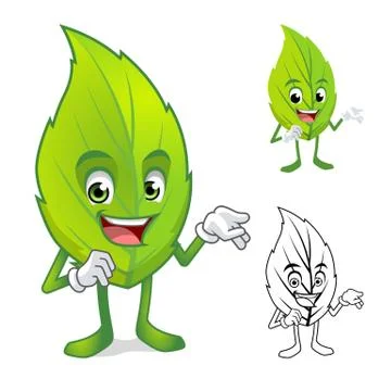 Leaf Mascot with Present Hand Stock Illustration