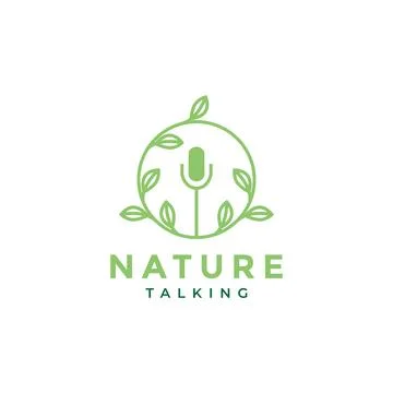 Leaf microphone nature logo design Stock Illustration