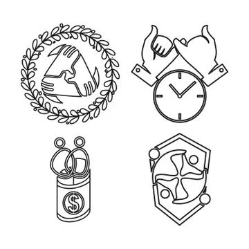 Leaf money time Commitment Teamwork Together Outline Logo 스톡 일러스트