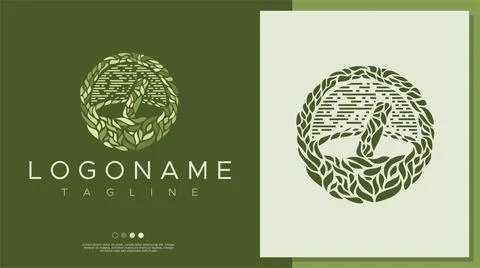 Leaf mortar logo design template. Vintage floral mortar and pestle logo branding Stock Illustration