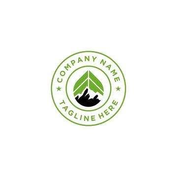 Leaf mountain in circle badge logo Stock Illustration