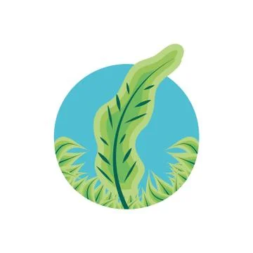 Leaf natural in frame circular isolated icon Stock Illustration