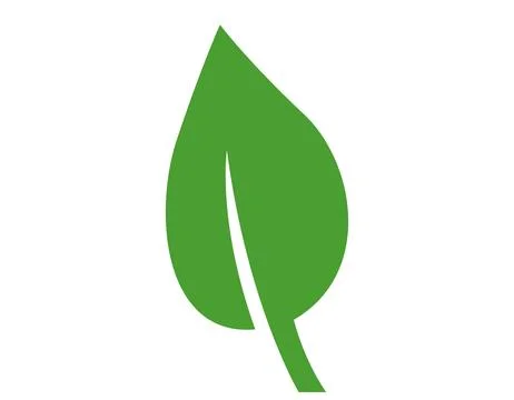 Leaf nature eco icon. Vector flat illustration of a curved organic green le.. Stock Illustration