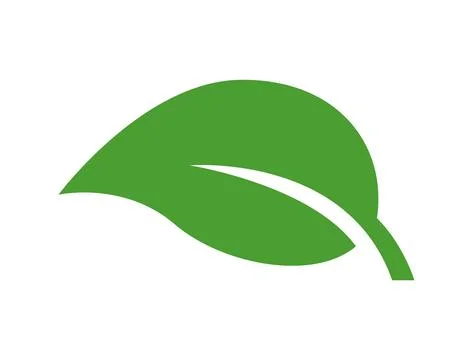 Leaf nature eco icon. Vector flat illustration of a horizontal sleek green .. Stock Illustration